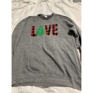 Buffalo Plaid Christmas Bella + Canvas sweatshirt  women’s Large Glitter Tree